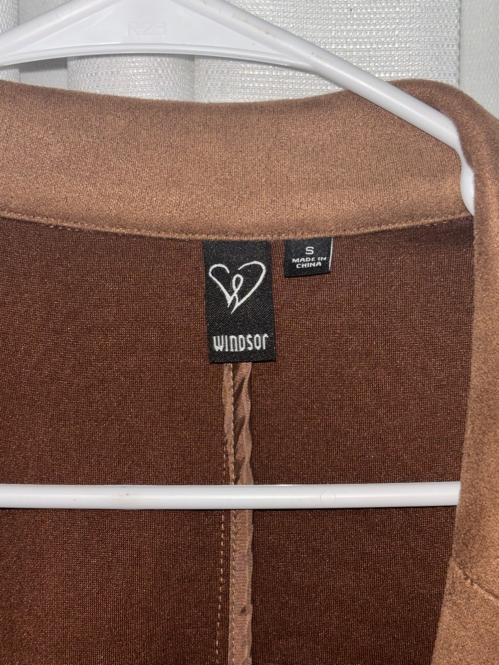 Windsor Brown Faux-Suede Open Front Blazer - Picture 2 of 3